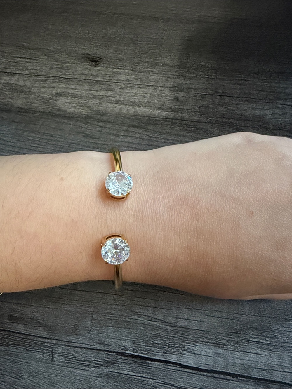 Gold Plated Stainless Steel Stone Bangle Cuff Bracelet